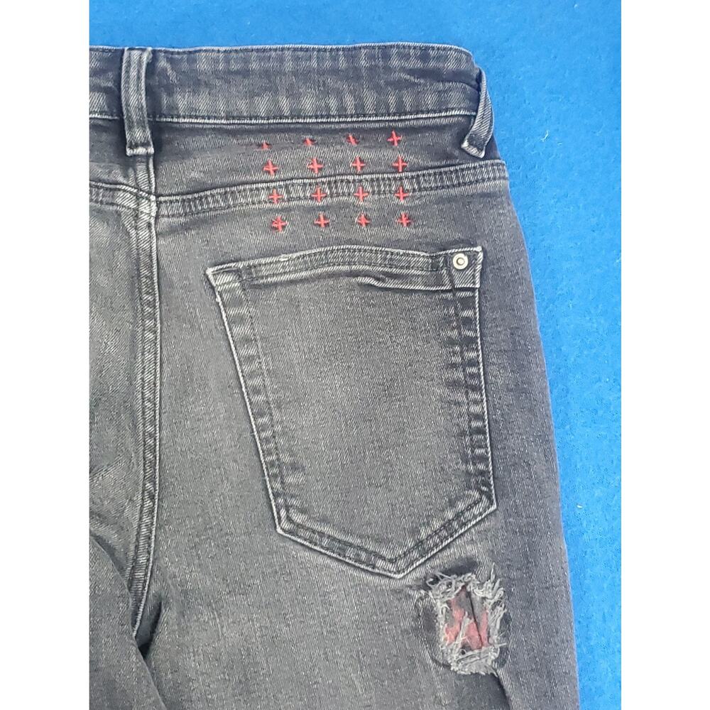 Ksubi Black Denim Skinny Jeans Womens Size 30 Destroyed Ripped Punk StreetweaR - Picture 11 of 16